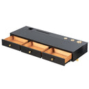 47" Floating Shelf with Drawer, Multi-Purpose Wall-Mounted Vanity Table, Mounted Desk, Floating Table for Bedroom, Bathroom, Hairdressers, Black and Golden