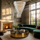 48-Inch Gold Tiered Crystal Tube Chandelier by HouseOfZazla