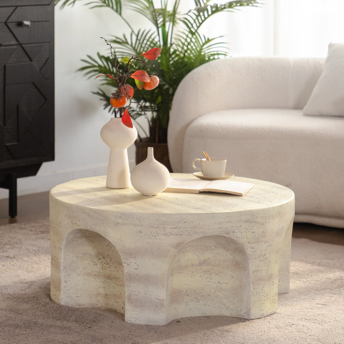 Mgo Modern Minimalist Round Accent Coffee Table, photo 4 of 10