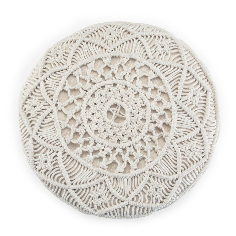 Coates - Round Macrame Pouf - Natural, photo 4 of 5