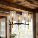 5 Light Chandelier, Textured Glass Pendant Light, (Not Including The Bulb) For Living Room - Black / Gold by HouseOfZazla