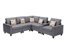 Nolan - Fabric 6 Piece Sectional Sofa With Pillows And Interchangeable Legs by HouseOfZazla