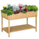 Outsunny 43" Wooden Raised Garden Bed with 8 Pockets and Shelf