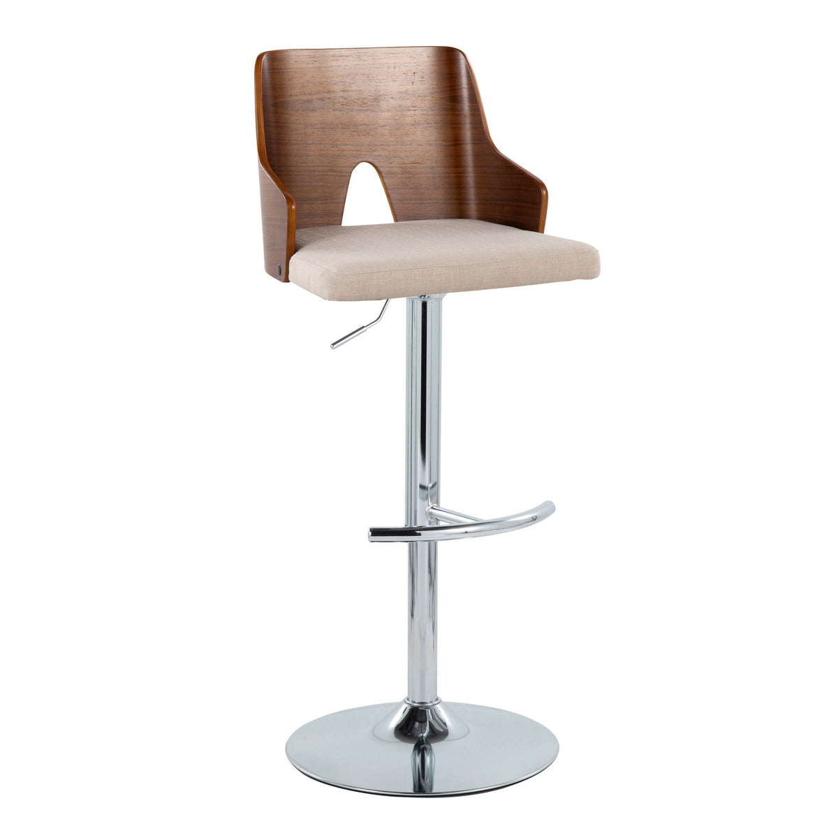Ariana - Mid Century Modern Adjustable Barstool Stool With Swivel With Rounded T Footrest (Set of 2), photo 5 of 8