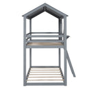 Twin Over Twin Bunk Bed With Roof, Window, Guardrail, Ladder by HouseOfZazla