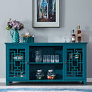 60" Sideboard Buffet Table with 2 Doors, Storage Cabinet with Adjustable Shelves, Teal Blue