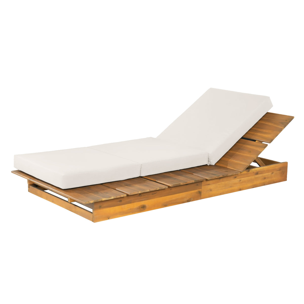 Acacia Wood Chaise Lounge with 4" Thick 3-Fold, photo 10 of 10