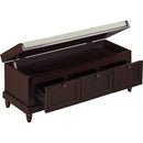 TREXM Classic Shoe Bench with Cushion and Three Drawers, Fluted Entryway Bench with Storage for Living Room, Entryway, and Hallways (Espresso)