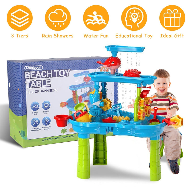 Kid Sand Water Table Toddler Water Activity Table Rain Showers Play Table Toy for 3-6 Years Old Sensory Exercise Friendship Building, photo 9 of 12
