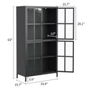 Premium Metal Storage Cabinet With Tempered Glass Doors, Adjustable Shelves, And Anti Tipping Device - Black by HouseOfZazla