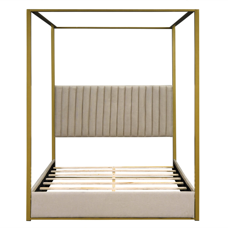 Walker Edison | Queen Size Upholstery Canopy Platform Bed