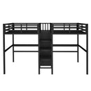 Twin Over Twin Metal Loft Bed with Double Desk and Wardrobe and Shelves with Electrical Outlet for Space Saving and Noise Reduction,Black
