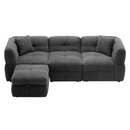87.7" Sectional Sofa Cozy Teddy Fleece Fabric Sectional Sofa Couch with Two USB Ports a Movable Storage Ottoman and Two Lumbar Pillows for Living Room, Gray