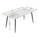 Dining Table with Sintered Stone Tabletop and Metal Legs, 63' Rectangular Modern Kitchen & Dining Room Table With 4 Dining Chairs