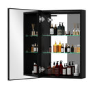 30x30 Inch LED Bathroom Medicine Cabinet Surface Mount Double Door Lighted Medicine Cabinet, Medicine Cabinets for Bathroom with Mirror Defogging Dimmer Black