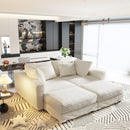 Deep Seat Convertible Sofa With Soft Pillows And Ottomans