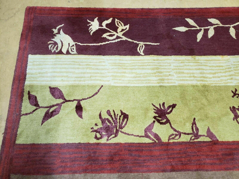 8' X 11' Tibetan Nepal Art Deco Hand Knotted Wool Rug Modern Contemporary Nice