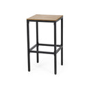 Outdoor Bar Stool With Slat Design And Metal Frame (Set of 2)