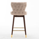 29.9" Modern Leathaire Fabric bar chairs, Tufted Gold Nailhead Trim Gold Decoration Bar stools, Set of 2 (Beige)