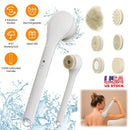 Electric Bath Brush Body Scrubber Rechargeable Massaging Spin Brush with 6 Shower Brush Heads 3 Rotating Modes Extended Handle