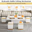 Lift Top Coffee Table With 4 Storage Stools by HouseOfZazla