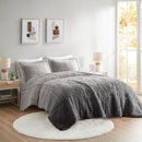 Full/Queen Ombre Shaggy Long Fur Comforter Mini Set