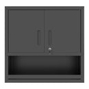 Wall-Mounted Storage Cabinet With Locking Door, 1 Shelf And Open Drawer - Black by HouseOfZazla