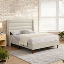Modern Upholstered Platform Bed With Wave Shaped Headboard by HouseOfZazla