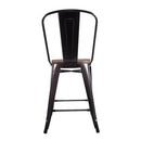 Set of 4 Industrial Metal Counter Stool Dining Chairs with Removable Backrests by LJGDeals