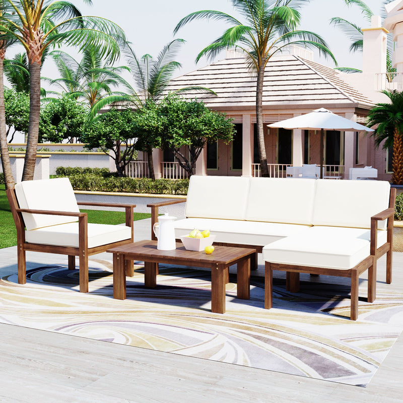 A Multi-person Sofa Set with A Small Table, Suitable for Gardens, Backyards, and Balconies.