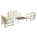 4 Pieces Patio Furniture Set, PE Rattan Wicker With Washable Cushion And Tempered Glass Tabletop, Conversation Furniture For Garden Poolside Balcony by HouseOfZazla