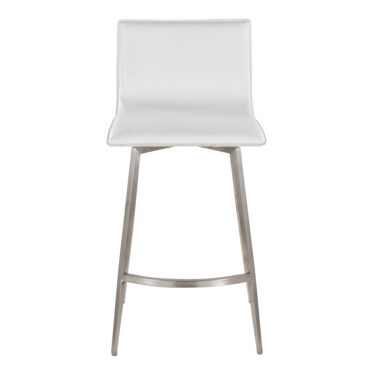 Mara - Upholstered Contemporary Fixed Height Counter Stool With Swivel (Set of 2) - White, photo 4 of 5