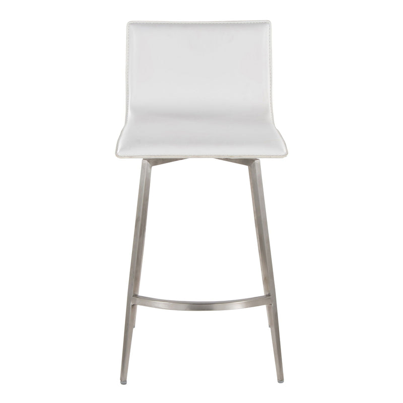 Mara - Upholstered Contemporary Fixed Height Counter Stool With Swivel (Set of 2) - White, photo 4 of 5