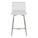 Mara - Upholstered Contemporary Fixed Height Counter Stool With Swivel (Set of 2) - White by HouseOfZazla