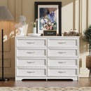 Modern 3 Drawer Bedroom Chest of Drawers with 8 Drawers Dresser, Clothes Organizer -Metal Pulls for Living Room, Bedroom, Hallway, White, 47.6" x 15.7" x 36.7"