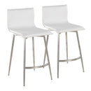 Mara - Upholstered Contemporary Fixed Height Counter Stool With Swivel (Set of 2) - White by HouseOfZazla