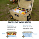 65 Quart Khaki Cooler, Ultra-Tough Hard Shell Ice Chest by HouseOfZazla