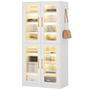 Bookcase With Doors And LED Lighting, 8 Adjustable Shelves Storage Cabinet by HouseOfZazla