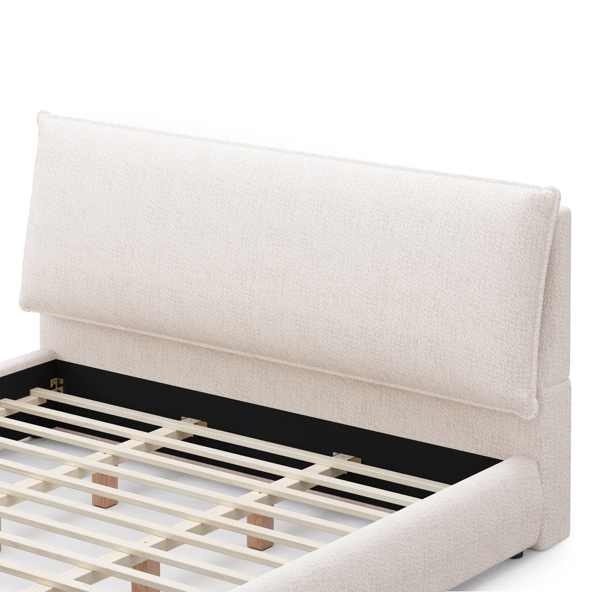 Upholstered Platform Bed Frame with Oversized Plush Pillow Headboard, photo 10 of 10