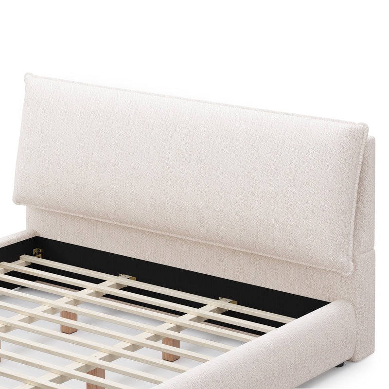 Upholstered Platform Bed Frame with Oversized Plush Pillow Headboard, photo 10 of 10