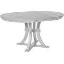 5-Piece Rustic Round Pedestal Extendable Dining Table Set with 15.7" Removable Leaf and Simple Dining Chirs for Small Places, Gray