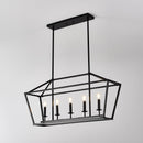 5 Light Farmhouse Kitchen Island Lighting, 5 Light Industrial Linear Chandelier For Dining Room Metal Hanging Pendant Light Fixture For Bedroom Living Room Hallway Conference Room - Matte Black by HouseOfZazla