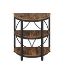 3 Tier Half Moon End Table, Space Saving Semi Circle - Deep Rustic Brown by HouseOfZazla