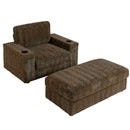 Oversized Chaise Lounge Indoor Rabbit Fur Sofa Bed With Storage Ottoman And Armrests Cup Holders With Deep Seat by Unique Piece Furniture