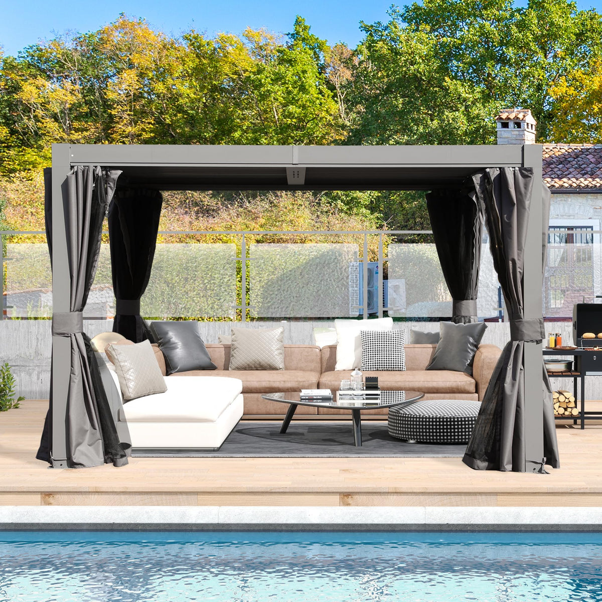 10x10 FT Outdoor Louvered Pergola with Adjustable Louvers, photo 9 of 9