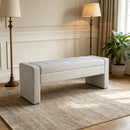 Upholstered Storage Bench With Tufted Seat, Ottoman For Living Room - White by HouseOfZazla