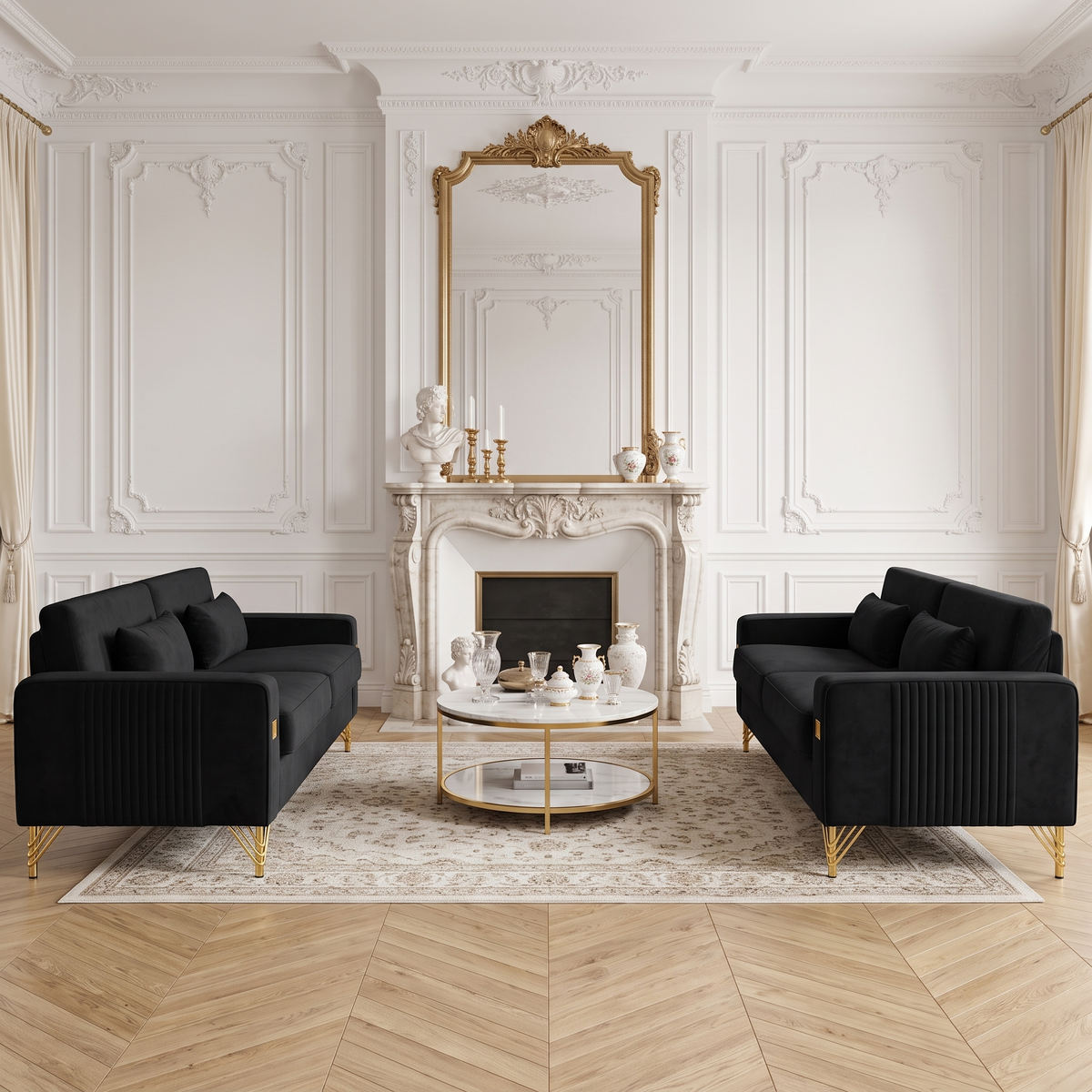 Black Velvet 2-Piece Sofa Set, photo 3 of 10