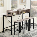 59 Inch Bar Table with Stools and LED Light