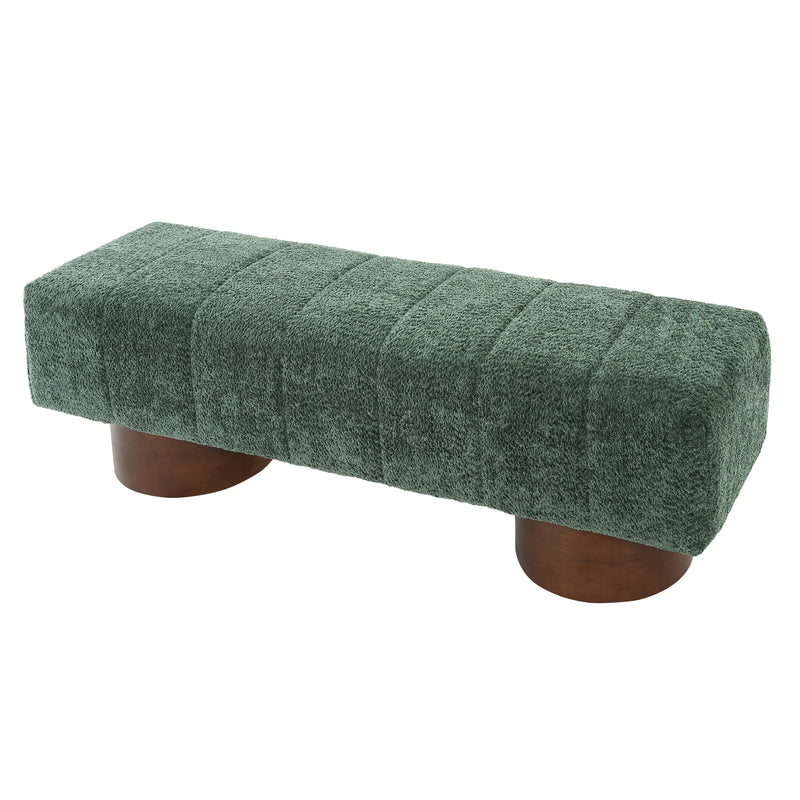 Green Boucle Upholstered Indoor Dining Bench, photo 8 of 10