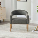 Upholstered Open Back Armchair With Weathered Rubberwood Legs by Unique Piece Furniture